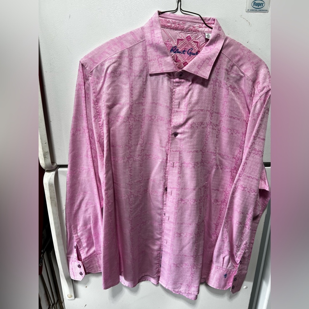 Men’s pink Robert Graham long sleeve shirt 4XL
